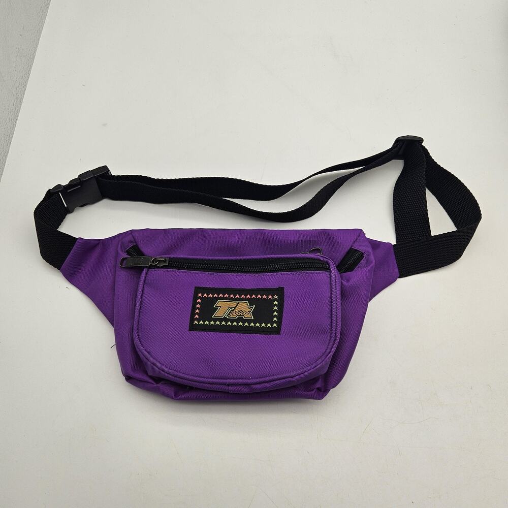 VTG TIA Purple Fanny‎ Pack Waist Bag Belt Bag 3 Zipper Pockets Adjustable Travel